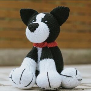 Handmade Knit Wolfie Black White Plushie